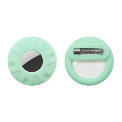 For Apple AirTag Silicone Cover Bluetooth-compatible Tracker Protective Case Brooch Style - Mint Green