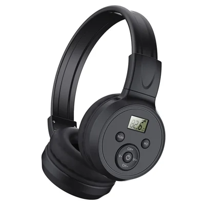 F4 FM Radio Over Ear Headphones Rechargeable Foldable Wired Headset with LCD Display