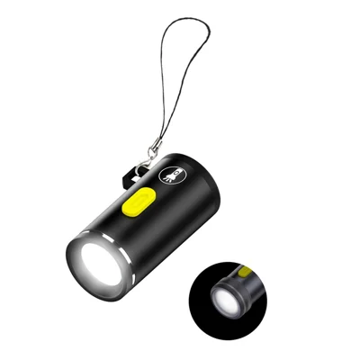 Portable Mini Flashlight Power Bank Type-C Rechargeable LED Work Light For Outdoor / Home Emergency Use - Black