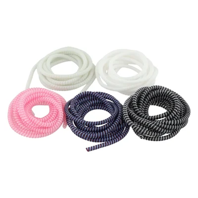 5PCS 2.8m Spiral Data Cable Protector TPU Spring Wrap Cord Saver Protective Sleeve - Beige / White / Dark Blue / Pink / Black