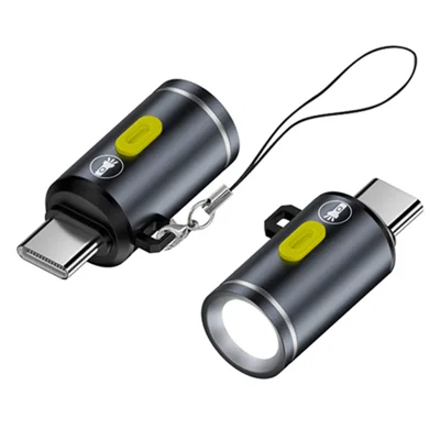Mini Lanterna LED Tipo C Portátil para Exterior / Emergência Doméstica - Cinzento