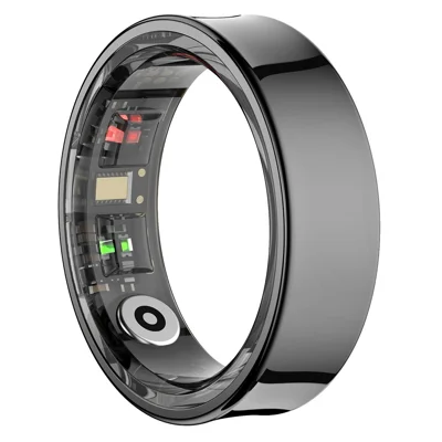 R09 Pedometer Smart Ring Heart Rate Blood Pressure Monitor Waterproof Bluetooth-Compatible Finger Ring - Black / Size 7