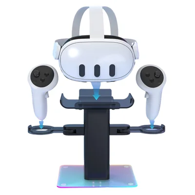 Storage Rack for Meta Quest 3S / Quest 3 / Quest 2 VR Headset Charging Stand Controller Desktop Organizer - Black