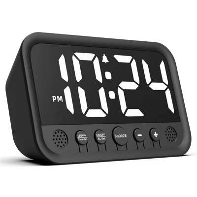 LLR104 Adjustable Volume Digital Alarm Clock USB Powered LED Display Desktop Clock with Snooze Function - White