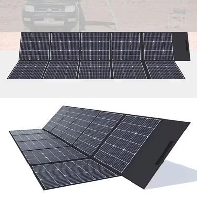 EYONGPV 500 W foldbart solpanel Fotovoltaisk monokrystallinsk ekstern strømoplader til camping, campingvogn, rejser og nødbrug - Sort