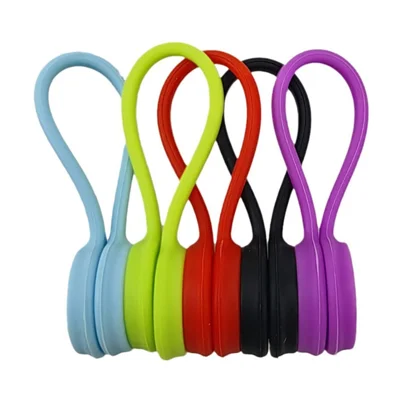 5 Pcs Magnetic Cable Winder Earphone Cord Organizer Silicone Wire Holder Random Color