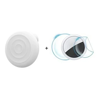 For Apple AirTag Protective Case Smart Tracker Waterproof Cover Wave Brooch Design with Front / Back Films - White
