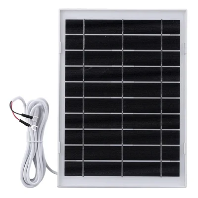 8W Monocrystalline Silicon Solar Panel for Outdoor Security Camera Charger with U-shaped Interface - White