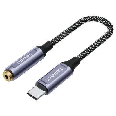 TRANYOO T-E8 Type-C to 3.5mm Audio Adapter Cable High Definition Sound Braided Cord