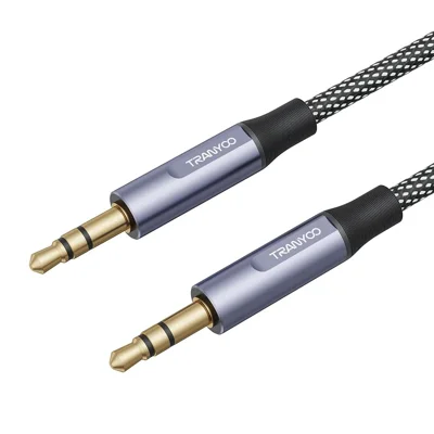 TRANYOO T-E10 3.5mm Audio Cable 1m HD Sound Braided Aux Cable with Gold Plated Connector