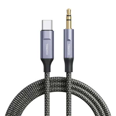 TRANYOO T-E14 Type-C naar 3,5 mm Audio Kabeladapter Metalen Gevlochten Aux Kabel Hoge Resolutie Geluid