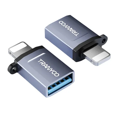 TRANYOO T-E16 iP-mannelijke naar USB-vrouwelijke adapter Draagbare mini-OTG-connector