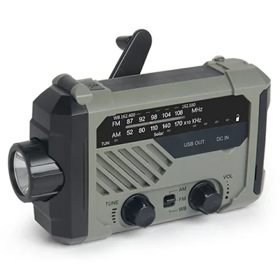 XLN-290 Emergency Solar Powered Multi-Function Radio FM AM WB Hand Crank LED Flashlight Power Bank