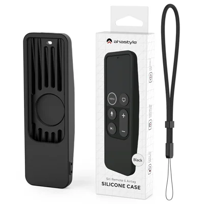 AHASTYLE PT175 Silicone Case For Apple TV 4K (4th Gen / 5th Gen) / TV HD / AirTag , 2 in 1 Skin-Friendly Protective Cover - Black