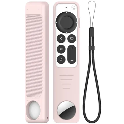 AHASTYLE PT158 For Apple TV Remote / AirTag Silicone Case 2 in 1 Anti Slip Protective Cover - Pink