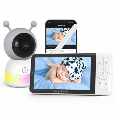 BABY6TS Cloudedge App 5 Inch Dual Channel Baby Monitor Two-Way Audio 1080P HD Night Vision WiFi Camera - US Plug