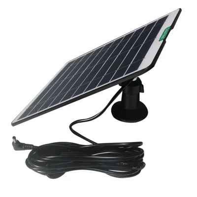 5W 5V Solar Charging Panel DC3.5 Monocrystalline Silicon Charger with 3m Cable for Outdoor Camera / Security Doorbell - Black