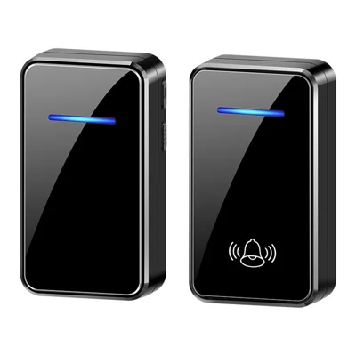 A80 Wireless USB Doorbell for Home 150m Range 60 Melodies 5 Volume Levels Door Chime, 1 Transmitter + 1 Receiver - Black