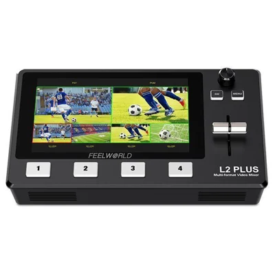 FEELWORLD L2 Plus Multi-Camera Live Streaming Video Switcher with 5.5-Inch Touchscreen, 4 HD Inputs, PTZ Control - US Plug
