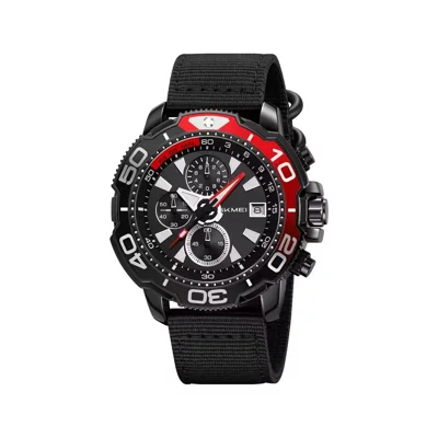 SKMEI 9381 Nylon Strap Quartz Watch Multifunctional Chronograph Calendar Display Luminous Wristwatch - Black