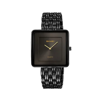 SKMEI 2562 Fashion Square Dial Analog Display Quartz Watch Stainless Steel Strap Wristwatch for Women - Black