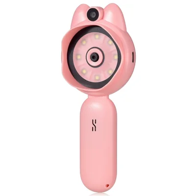 XM020A цифровой микроскоп для детей, 2,0-дюймовый цветной экран IPS, лупа с 4-кратным увеличением, светодиодная подсветка, учебное пособие по STEM — розовый