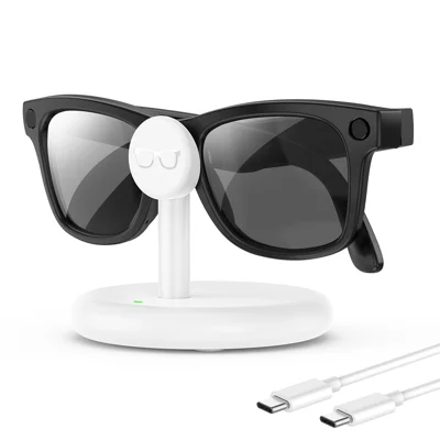 Dock di Ricarica per Occhiali AR Intelligenti Ray-Ban Meta Wayfarer / Skyler / Headliner / Oakley HSTN, Stazione di Ricarica USB-C per Desktop - Bianco