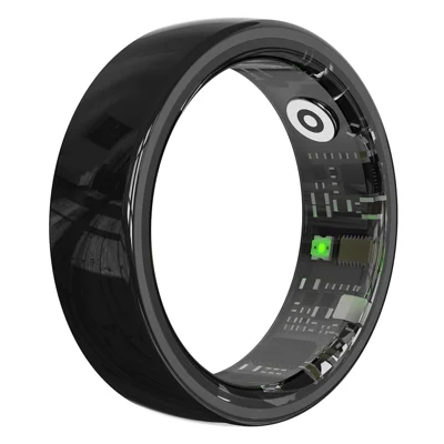 Anneau intelligent R12 étanche 5ATM en céramique avec boîtier de chargement, moniteur de fréquence cardiaque, saturation en oxygène et sommeil 24h - Noir 7