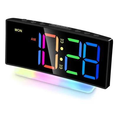 GS-G10 LED Digitaluhr für Wohnzimmer TV-Ständer 3 Lautstärkestufen Elektronische Weckuhr mit Nachtlicht - Schwarz