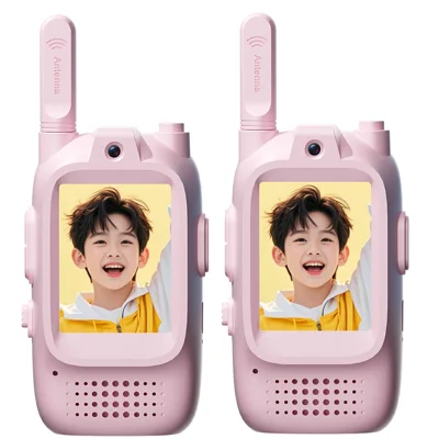 M5 2 Unidades / Juego 2.0 Pulgadas Pantalla a Color Intercomunicador Infantil Walkie Talkie Dispositivo de Comunicación Inalámbrico para Niños - Rosa+Rosa
