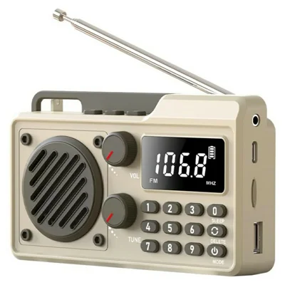 Q7 FM / AM / BT Mini Radio Wireless Loudspeaker with LCD Display TF Card / USB / Headphone / Sleep Timer - Khaki