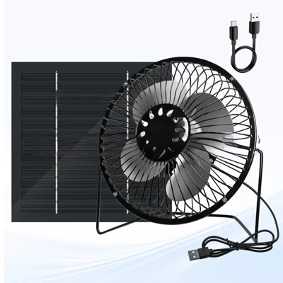 Ventilador Solar de 6 Polegadas com Exaustão Rotativa de 360 Graus com Painel Solar Impermeável de 8 W para Camping ao Ar Livre