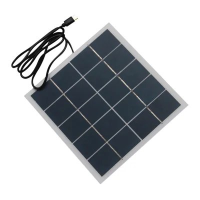 4W 5V Solar Panel Charger for Phones / Security Cameras Type-C Plug Portable Solar Panel - Black