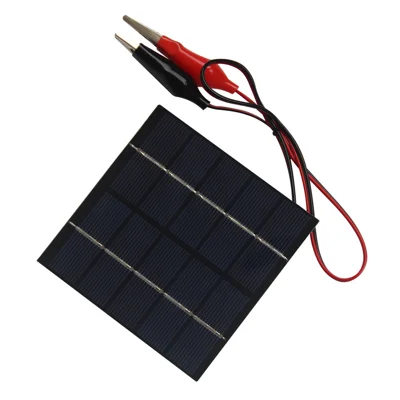DIY Solar Panel 1.5W 5V with Crocodile Clips 100 x 100mm for Educational Experiments / Battery Charging - Black