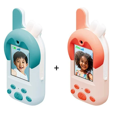 D100 2 Stück 2,0 Zoll Kinder-Video-Intercom-Gerät mit Kamera - Blau + Rosa