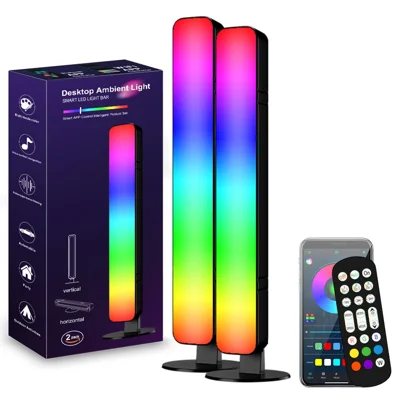 D04 2Pcs Sound Pickup RGB Desktop Ambient Light Smart Gaming Light Bar with Remote Control, Bluetooth-compatible Version