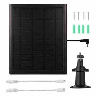 CSP8W-DC 8W 5V Solar Charging Panel for Security Camera Doorbell Weatherproof Outdoor Power Supply - Black