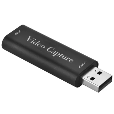 HU-01 USB Video Capture Card HD to USB 2.0 Game Recording 1080P 60fps Live Streaming Adapter - Black