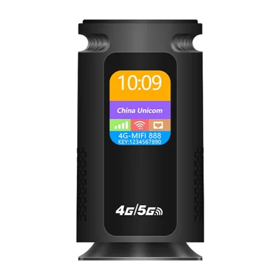 Q52-E 4G WiFi Router with 3000mAh Battery SIM Card Slot LCD Display WiFi 6 CPE 300Mbps Modem with RJ45 Port, Eurasian Version / Black - US Plug
