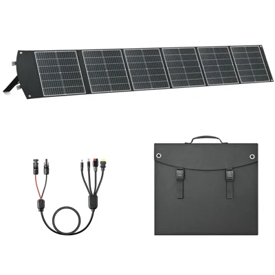 Painel Solar Dobrável Portátil UC-200D 200 W com Carregador ETFE 20 V 12 V 9 V para Acampamento ao Ar Livre, Telemóvel, Portátil, Fonte de Alimentação - Preto