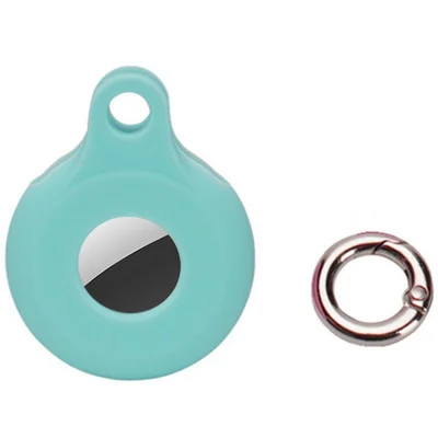 For Apple AirTag Anti-Lost Tracker Holder Silicone Case Protective Cover with Keyring - Mint Green