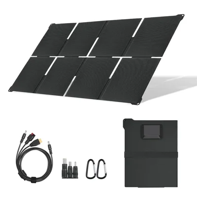 Painel Solar Dobrável UT-80H 80W com Portas Type-C / USB / DC, Carregador Solar Portátil à Prova de Água IP65 para Acampamento ao Ar Livre - Preto