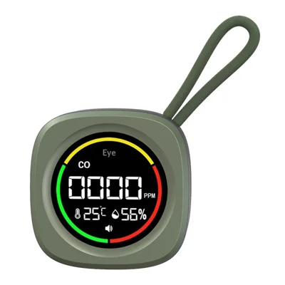 Detetor de Monóxido de Carbono K5B 3 em 1, Monitor de Temperatura e Humidade, Alarme Portátil de CO para Acampamento ao Ar Livre - Verde