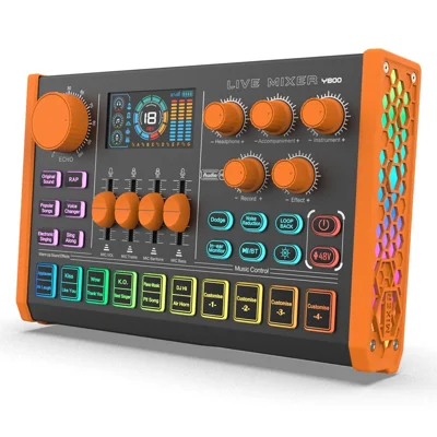 Y800 Live Sound Card Audio Mixer Portable Recording Interface Voice Changer for Computer Mobile Phone Streaming