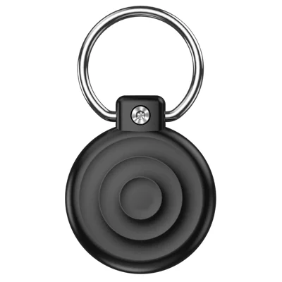 CP82 pour AirTag 1/2 Étui Résistant aux Chocs en PC Rigide Noir avec Texture Ondulée, Étanche, avec Attache de Sécurité - Noir