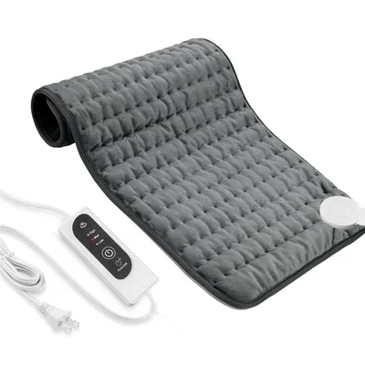 TK-HP2412C 60x30cm Manta eléctrica con 3 niveles de calor, apagado automático de 2H, lavable a máquina, control de calor para dolor de cuello y espalda - Gris oscuro / Enchufe UE