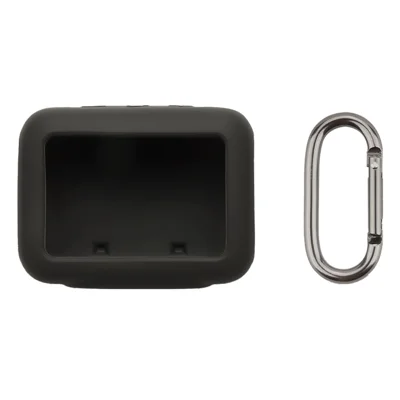 For JBL Go 5 Silicone Case Bluetooth-compatible Speaker Anti-scratch Protective Cover with Carabiner - Black