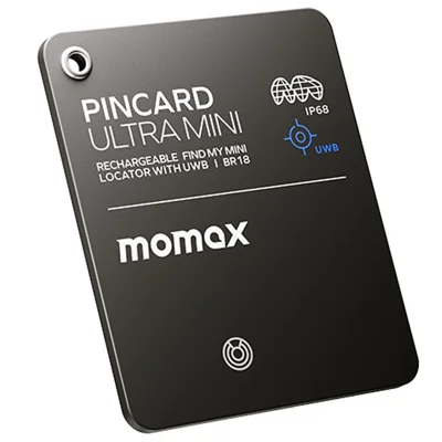 MOMAX BR18 PINCARD ULTRA MINI Bezprzewodowy Zasilany Śledzący Urządzenie UWB Przeciwwyłączeniowy Śledź dla systemu iOS - Czarny