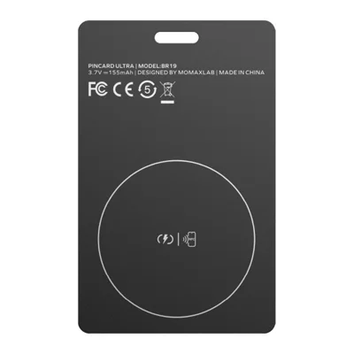 MOMAX BR19 PINCARD ULTRA Karten-UWB-Tracker kabelloses Laden Anti-Stalking-Tracking-Gerät Anti-Verlust-Tracker für iOS - Schwarz