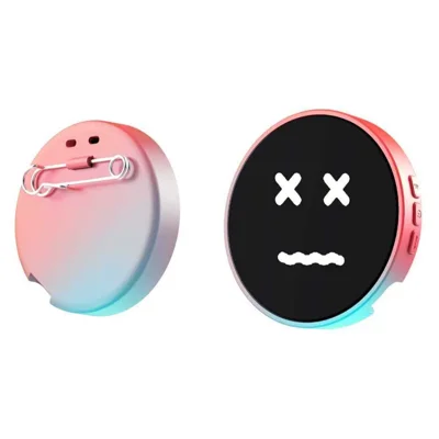 1,85 tommer HD-skærm Bluetooth-kompatibel elektronisk badge Anime dynamisk display brooch gave til studerende fans - Pink / Blå